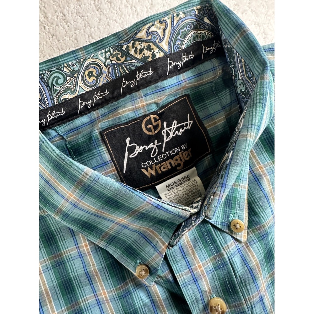 George Strait Wrangler Long Sleeve Plaid Button Shirt XXL